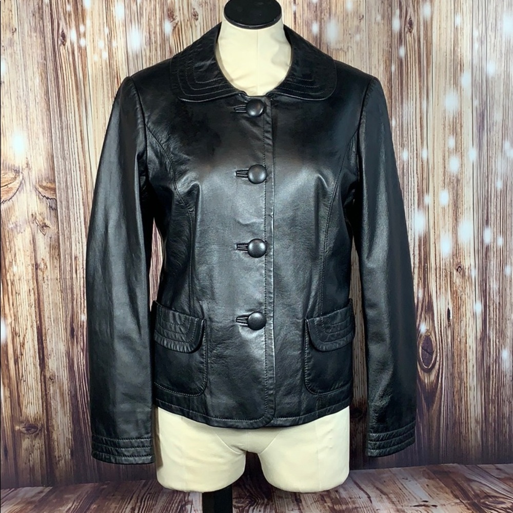 Pendleton Black Leather Button Jacket - image 1